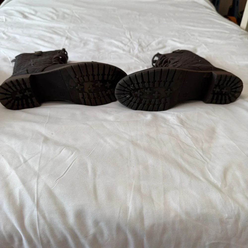 SM Quilted Fireside Women’s Boots 9.5M Brown Faux Fur Lined Adjustable Height - Picture 7 of 10